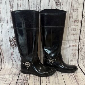 Michael Kors Shiny Black Rain Boots